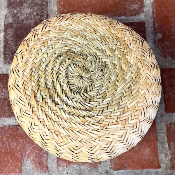 VTG Boho Grass Basket W/Lid 10" Round Mexican Tarahumara Zig Zag Double Weave - Image 4