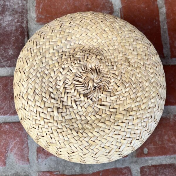 VTG Boho Grass Basket W/Lid 10" Round Mexican Tarahumara Zig Zag Double Weave - Image 5