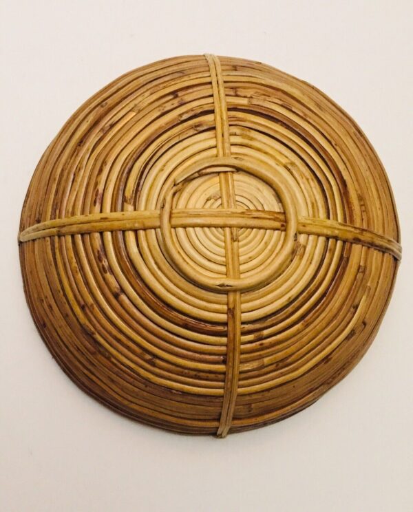 VTG Coiled Bamboo Bowl Handmade,Retro Bent Cane,Boho Rattan Basket Fruit(12"X5") - Image 5