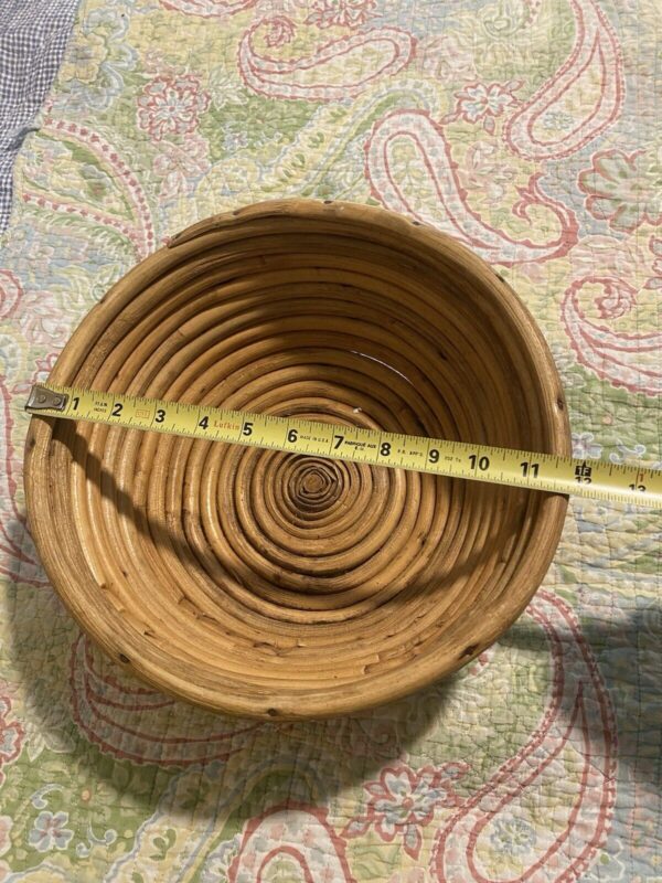 VTG Coiled Bamboo Bowl Handmade,Retro Bent Cane,Boho Rattan Basket Fruit(12"X5") - Image 6