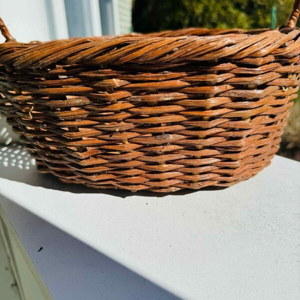 VTG Large Brown Wicker Boho Basket w Handles Farmhouse Rustic Organize Storage - Image 5