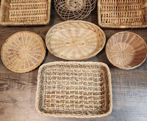 VTG Lot Of 10 Baskets Woven Wicker Grass Ratan Boho Farmhouse Wall Decor Hanging - Image 2