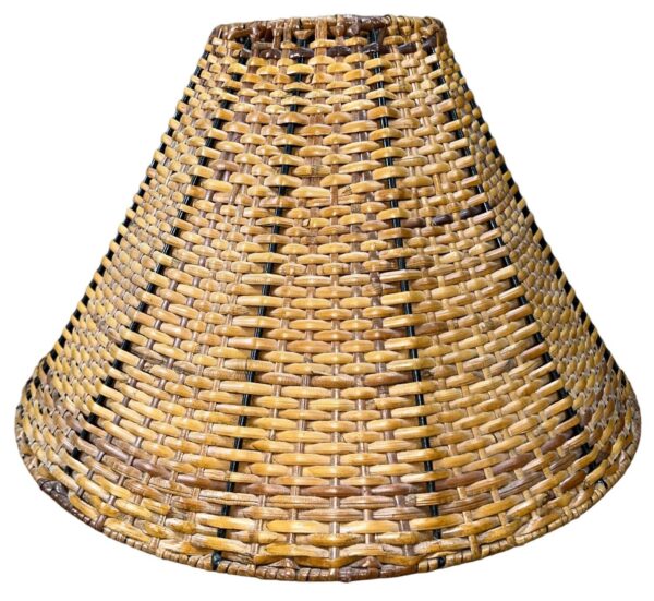 Vtg MCM Brown Woven Wicker Rattan Lamp Shade 8.75” Tall 15” Diameter