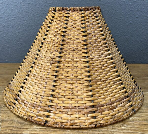 Vtg MCM Brown Woven Wicker Rattan Lamp Shade 8.75” Tall 15” Diameter - Image 4