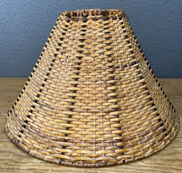 Vtg MCM Brown Woven Wicker Rattan Lamp Shade 8.75” Tall 15” Diameter - Image 5