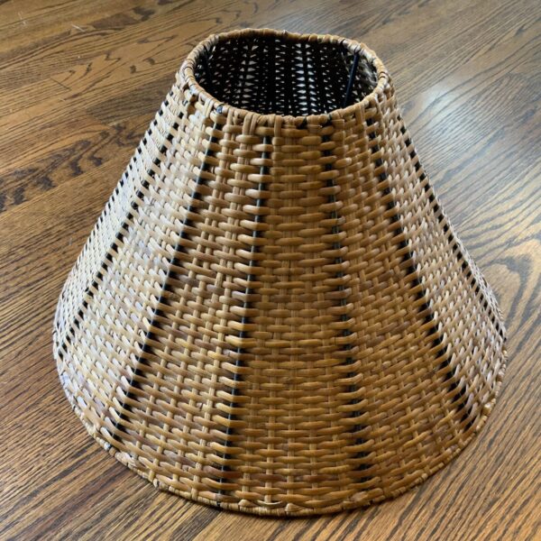 Vtg MCM Brown Woven Wicker Rattan Lamp Shade 8.75” Tall 15” Diameter - Image 3