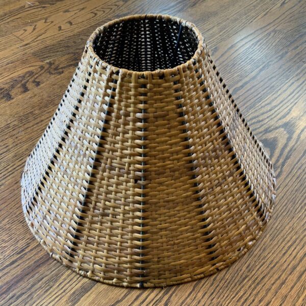 Vtg MCM Brown Woven Wicker Rattan Lamp Shade 8.75” Tall 15” Diameter - Image 4