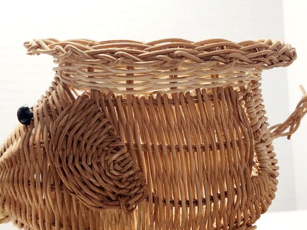 VTG Natural Wicker Rattan Elephant Basket Planter Pot Holder Small 6.5" CUTE - Image 6