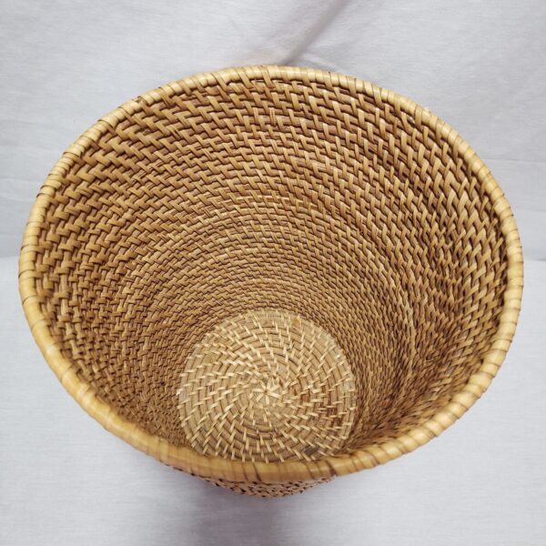 VTG Rattan Woven Wicker Basket Waste Paper- Lamp Shade Trash Bin Boho 11" - Image 2