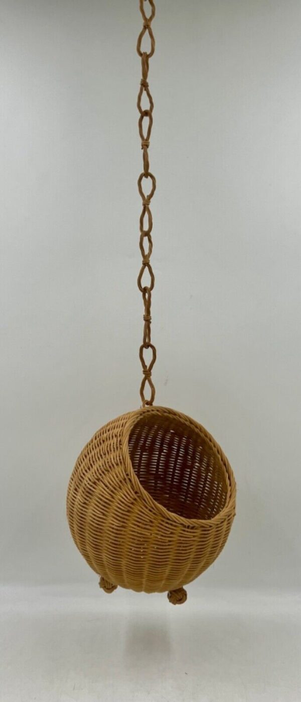 VTG Round Wicker Rattan Hanging Fruit or Plant Basket Woven Boho Natural - NEW - Image 2