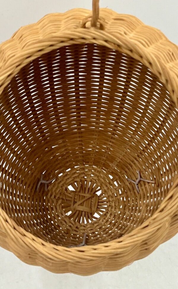 VTG Round Wicker Rattan Hanging Fruit or Plant Basket Woven Boho Natural - NEW - Image 4