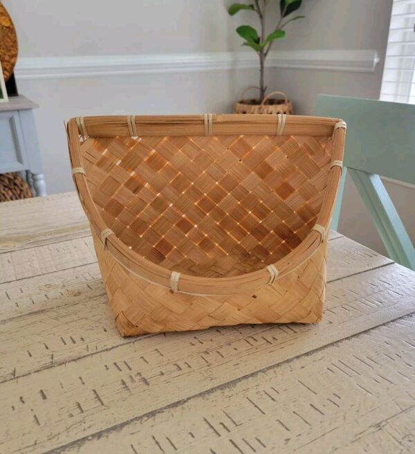 🌾Vtg Small Woven pocket basket boho bohemian country rustic farmhouse