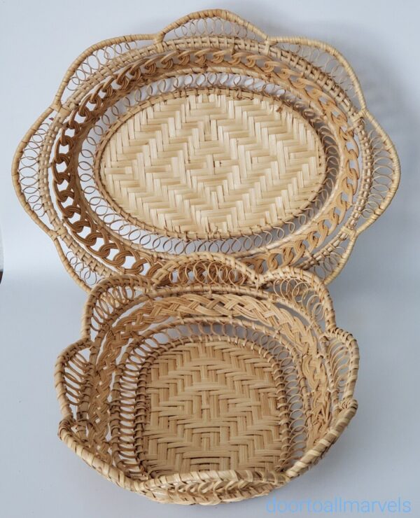 VTG Translvania Rustic Bread/Serving Baskets Hand Made Sustainable NaturalStraw