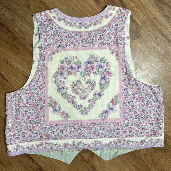 VTG Vest XL Cottagecore Pastel Spring Floral Country Basket Boho Indie Handmade - Image 3