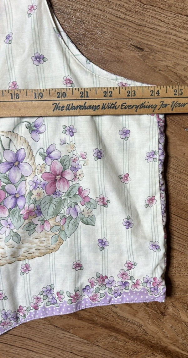 VTG Vest XL Cottagecore Pastel Spring Floral Country Basket Boho Indie Handmade - Image 5