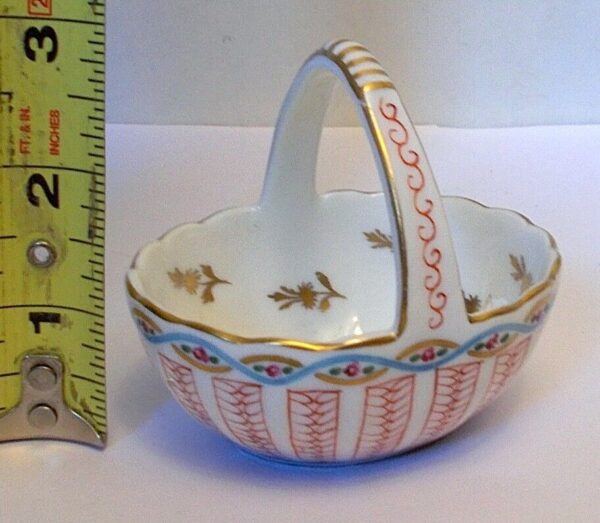 VTG VISTA ALEGRE VA PORTUGAL Ceramic BASKET Miniature Hand Ptd