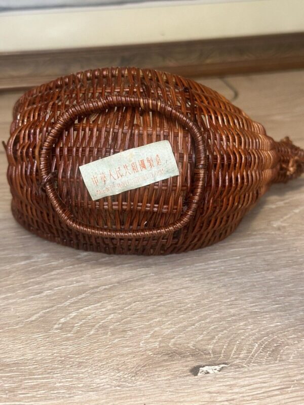 VTG Wicker Chicken Basket With Handle Cottagecore Decor Rattan Boho Basket - Image 4