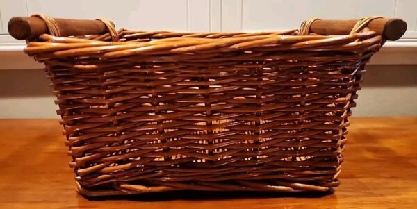 VTG Wicker Storage Floor Basket Wicker Rattan Sturdy Storage Wood Handles 15x11" - Image 2