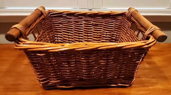 VTG Wicker Storage Floor Basket Wicker Rattan Sturdy Storage Wood Handles 15x11" - Image 3