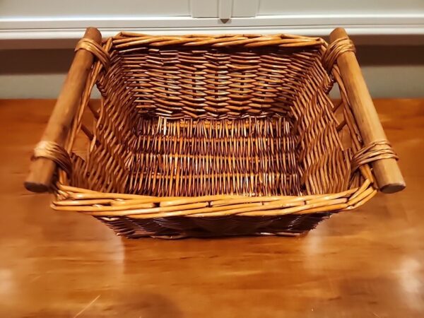 VTG Wicker Storage Floor Basket Wicker Rattan Sturdy Storage Wood Handles 15x11" - Image 4