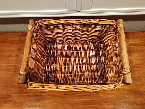 VTG Wicker Storage Floor Basket Wicker Rattan Sturdy Storage Wood Handles 15x11" - Image 5