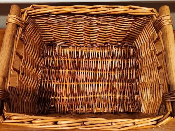 VTG Wicker Storage Floor Basket Wicker Rattan Sturdy Storage Wood Handles 15x11" - Image 6