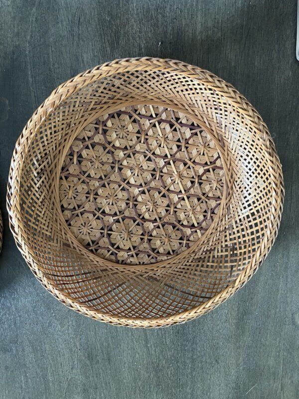 VTG Woven MCM Wicker Nesting Baskets Boho Country Cottage Wall Decor Lot Of 3 - Image 4