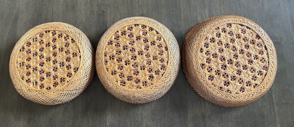 VTG Woven MCM Wicker Nesting Baskets Boho Country Cottage Wall Decor Lot Of 3