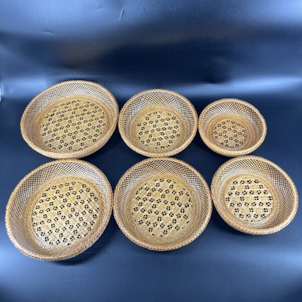 VTG Woven MCM Wicker Nesting Baskets Bohocore Country Cottage Wall Decor Set 6 - Image 2
