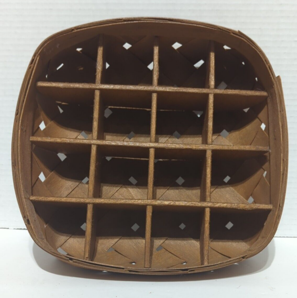 Vtg Woven Weave Basket Display Shelf Wood Inserts Hanging Storage Organizer Boho - Image 2