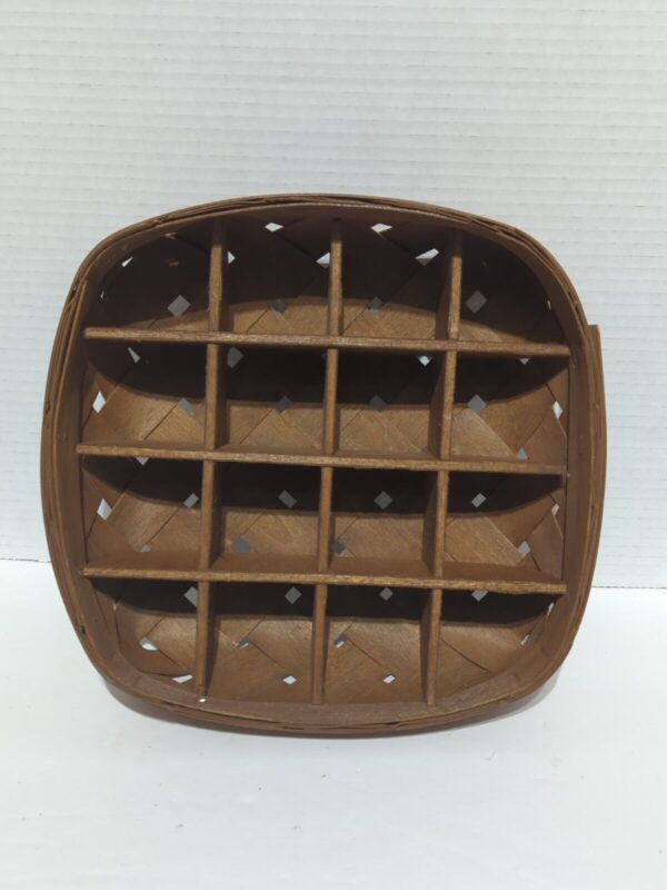 Vtg Woven Weave Basket Display Shelf Wood Inserts Hanging Storage Organizer Boho - Image 3