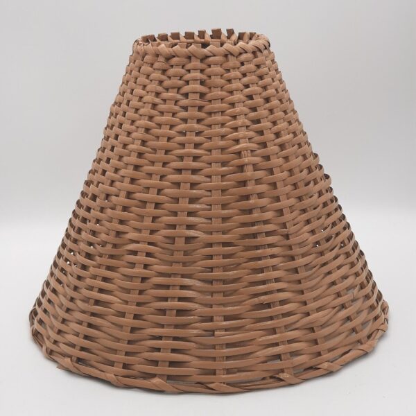 VTG Woven Wicker Lampshade Painted Beige 12" x 10.5” Metal Rods For Stability - Image 3