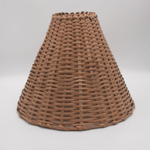 VTG Woven Wicker Lampshade Painted Beige 12" x 10.5” Metal Rods For Stability - Image 4