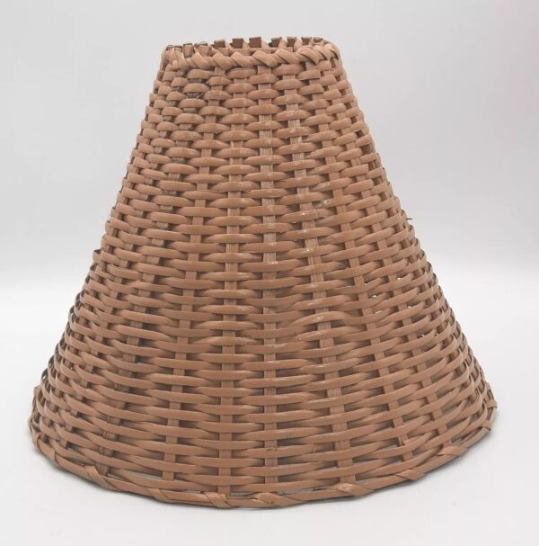 VTG Woven Wicker Lampshade Painted Beige 12" x 10.5” Metal Rods For Stability