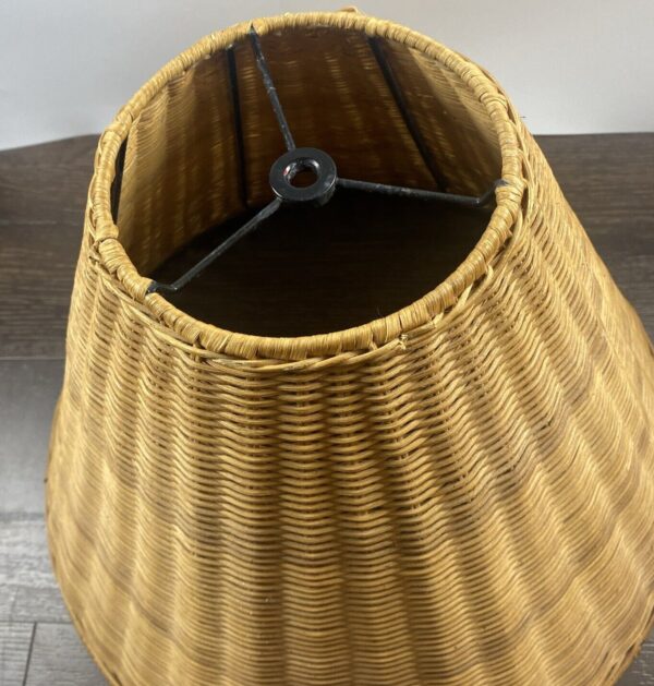 VTG Woven Wicker Rattan Lampshade 12.5 X 16 Tan Brown Tropical Beach Lamp Shade - Image 2