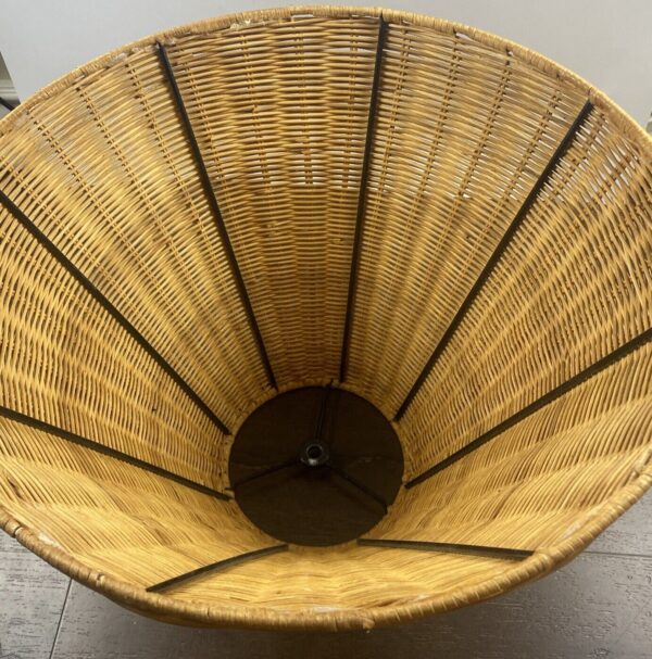 VTG Woven Wicker Rattan Lampshade 12.5 X 16 Tan Brown Tropical Beach Lamp Shade - Image 4