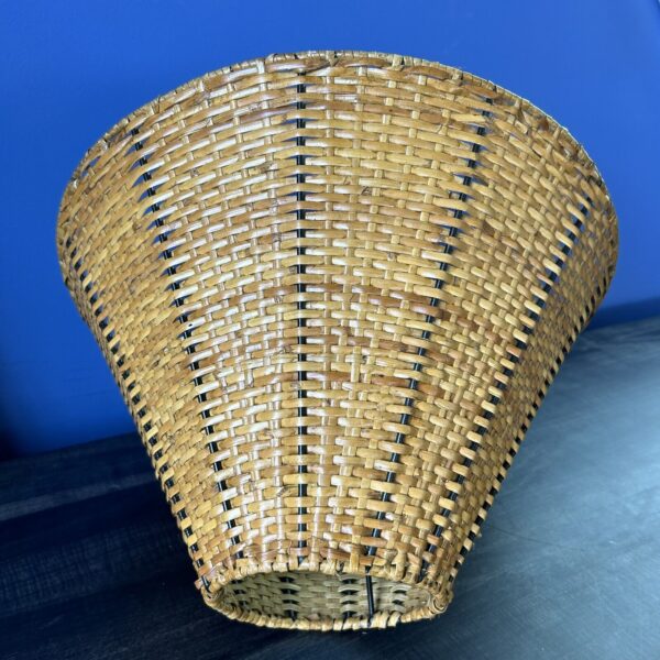 VTG Woven Wicker Rattan Lampshade 15" x 9” Tan Brown Tropical Beach Lamp Shade - Image 5