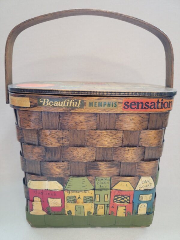 Vtg1960s Caro Nan Basket Purse Hand Painted Memphis Tennessee Hippie Boho Mod