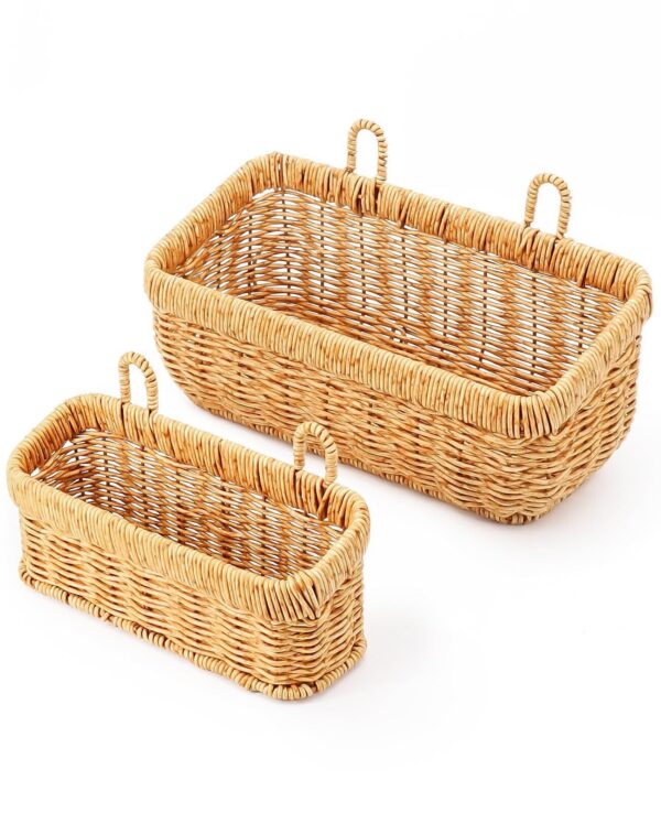 Wall Hanging Basket, Boho Style Hand-Woven Hanging Storage Baskets - Set of 2...