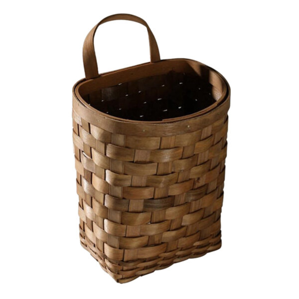 Wall Hanging Pocket Basket Woven Woodchip Wicker Portable Kitchen Farmhouse - Image 2