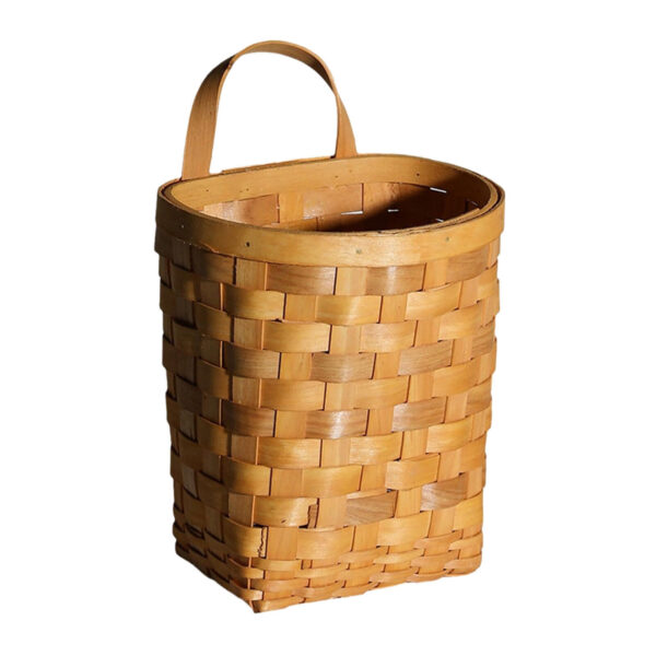 Wall Hanging Pocket Basket Woven Woodchip Wicker Portable Kitchen Farmhouse - Image 3