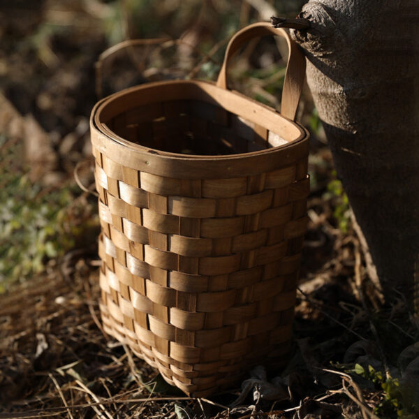 Wall Hanging Pocket Basket Woven Woodchip Wicker Portable Kitchen Farmhouse - Image 6