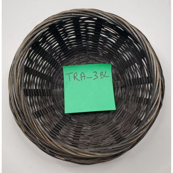 Wicker Basket Black Round Decorative Bowl Artisan Weaving 9" Diameter Home Decor - Image 2