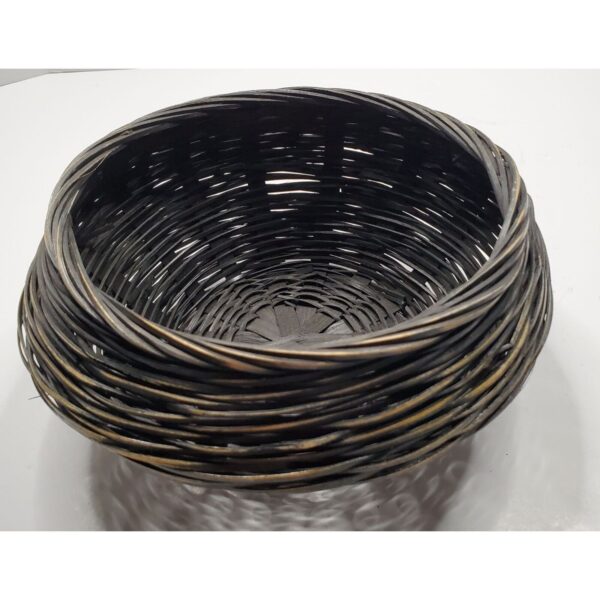 Wicker Basket Black Round Decorative Bowl Artisan Weaving 9" Diameter Home Decor - Image 3