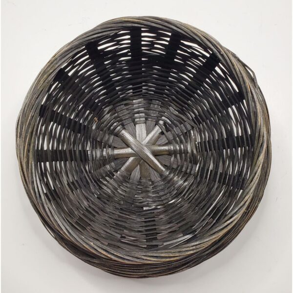 Wicker Basket Black Round Decorative Bowl Artisan Weaving 9" Diameter Home Decor - Image 6