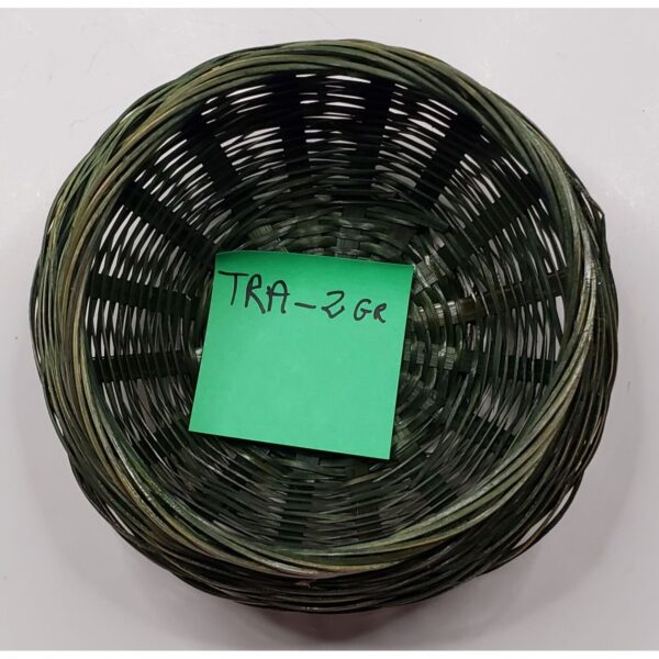 Wicker Basket Green 9" Round Decorative Bowl Artisan Weaving 9" Diameter Home De - Image 2