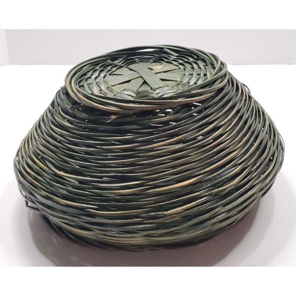 Wicker Basket Green 9" Round Decorative Bowl Artisan Weaving 9" Diameter Home De - Image 4