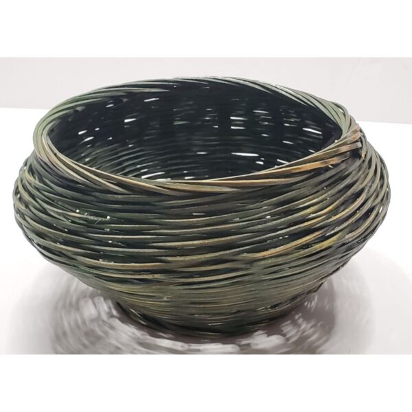 Wicker Basket Green 9" Round Decorative Bowl Artisan Weaving 9" Diameter Home De