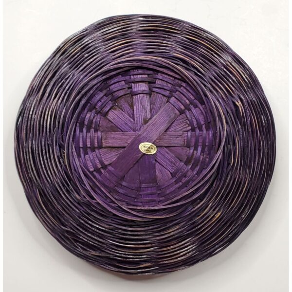 Wicker Basket Purple Round Decorative Bowl Artisan Weaving 9" Diameter Home Deco - Image 5