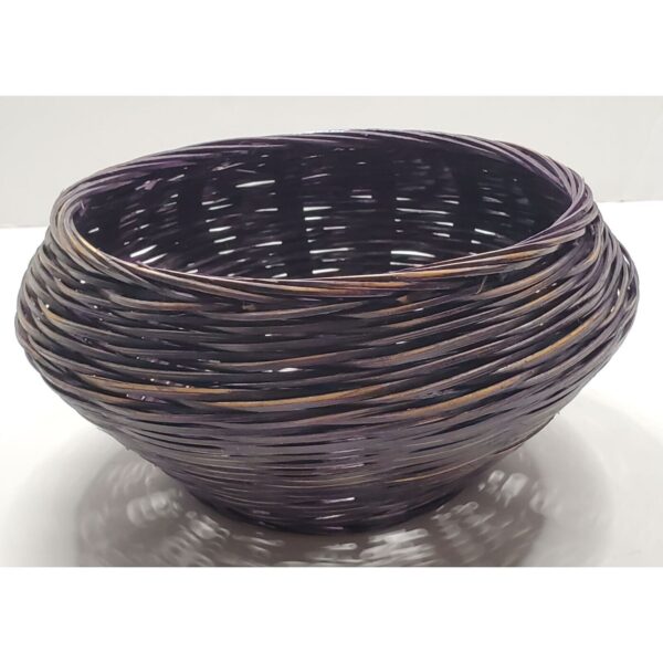 Wicker Basket Purple Round Decorative Bowl Artisan Weaving 9" Diameter Home Deco